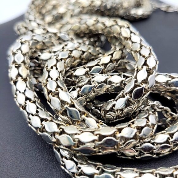 Bold Chunky Silvertone Multi-Strand Serpentine Rope Chain Statement Necklace 22" - Picture 6 of 7